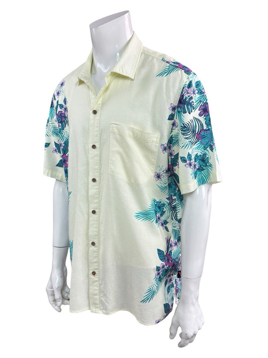 Margaritaville Island Reserve Mens XL Hawaiian Shirt Linen Blend Parrot Graphic