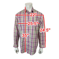 Faconnable Mens Large Plaid Cotton Casual Dress Shirt Pre-Owned