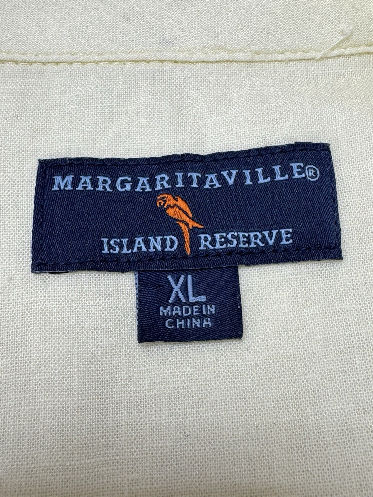 Margaritaville Island Reserve Mens XL Hawaiian Shirt Linen Blend Parrot Graphic
