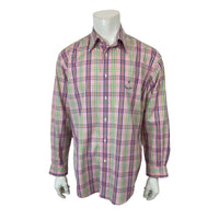 Faconnable Mens Large Plaid Cotton Casual Dress Shirt Pre-Owned