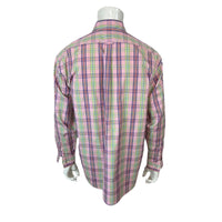 Faconnable Mens Large Plaid Cotton Casual Dress Shirt Pre-Owned