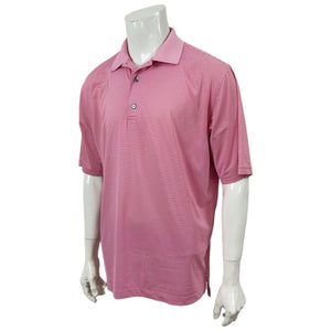 Footjoy FJ Logo Golf Polo Shirt Pink White Stripe Logo Mens Golf Shirt L Pre-Owned