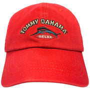 Tommy Bahama Baseball Cap Adjustable Red with Black Blue Marlin Logo OS Pre-owned With Tags