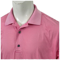 Footjoy FJ Logo Golf Polo Shirt Pink White Stripe Logo Mens Golf Shirt L Pre-Owned