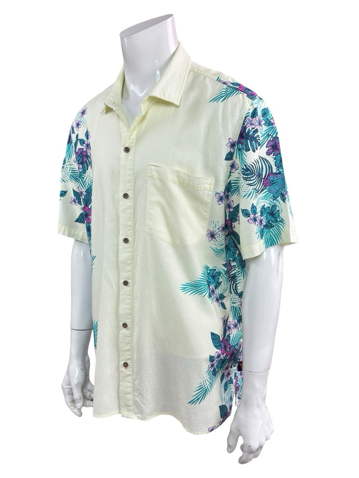 Margaritaville Island Reserve Mens XL Hawaiian Shirt Linen Blend Parrot Graphic