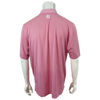 Footjoy FJ Logo Golf Polo Shirt Pink White Stripe Logo Mens Golf Shirt L Pre-Owned