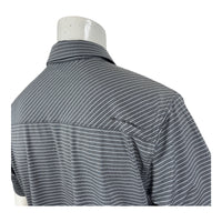 Under Armour Heatgear Men's XL Loose Fit Gray Heather Striped Polo Shirt Logo Pre-Owned