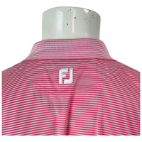 Footjoy FJ Logo Golf Polo Shirt Pink White Stripe Logo Mens Golf Shirt L Pre-Owned