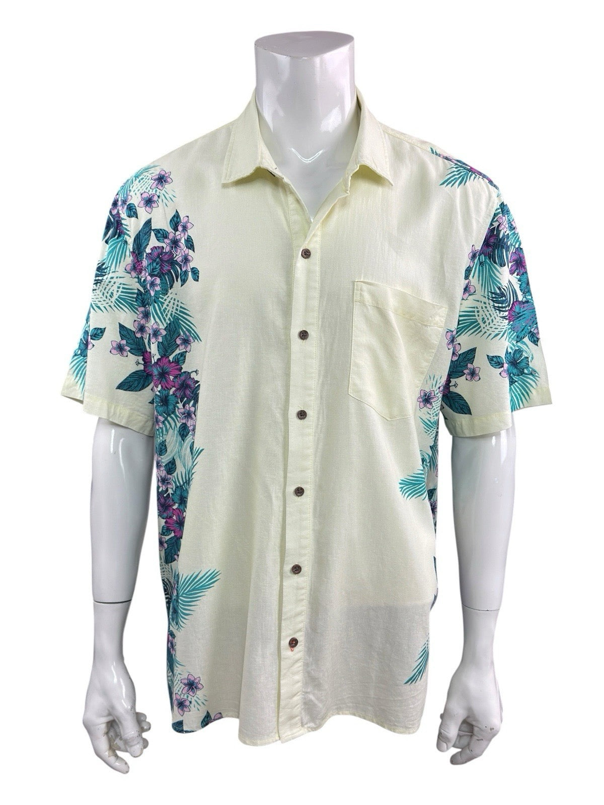 Margaritaville Island Reserve Mens XL Hawaiian Shirt Linen Blend Parrot Graphic