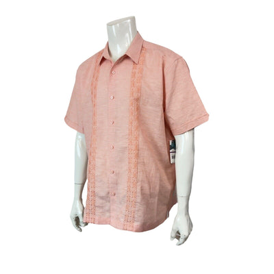 Cubavera Men's 2XL Canyon Clay Embroidered Button-Up Shirt Linen-Cotton Pre-owned with tags