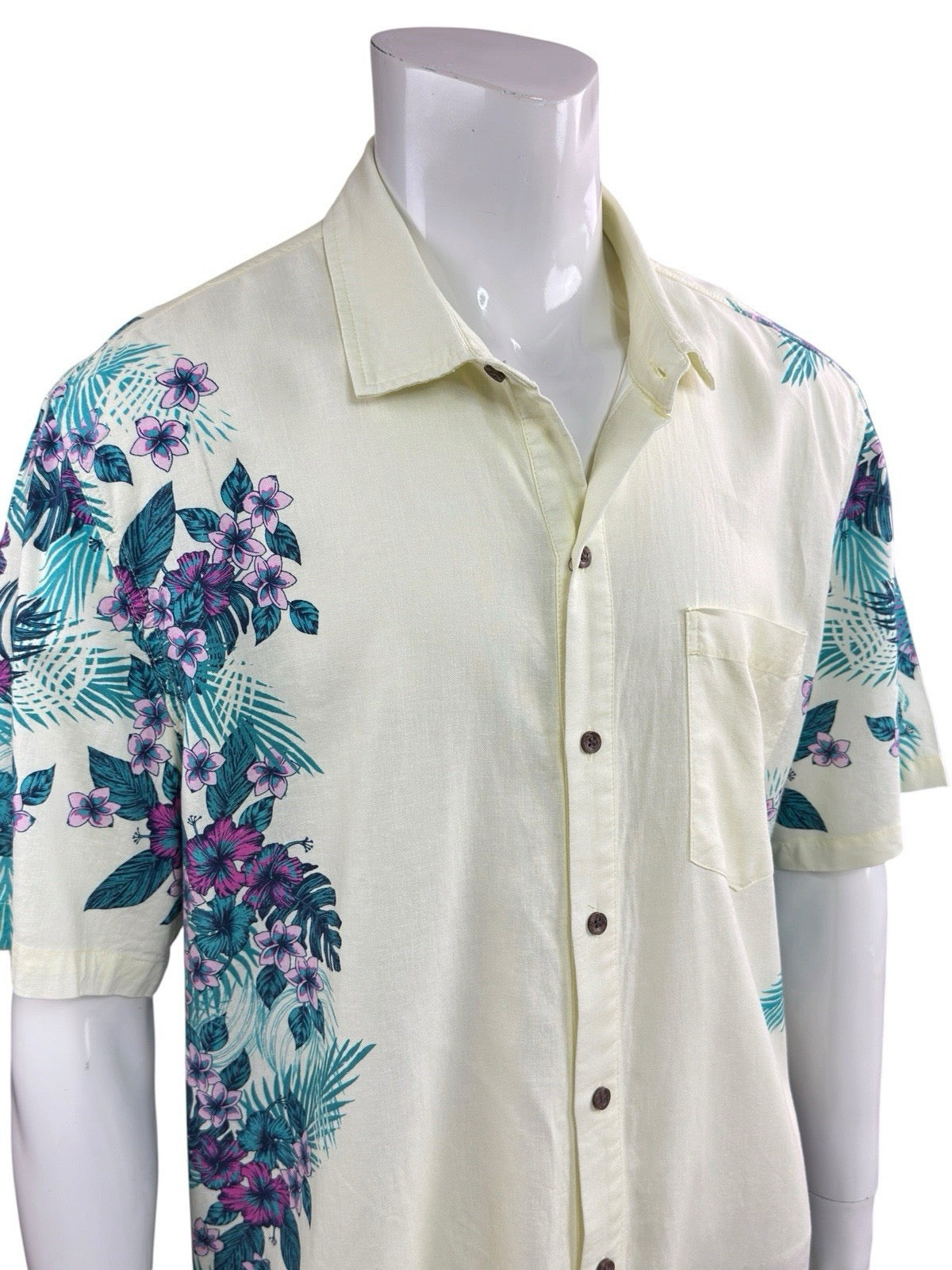 Margaritaville Island Reserve Mens XL Hawaiian Shirt Linen Blend Parrot Graphic