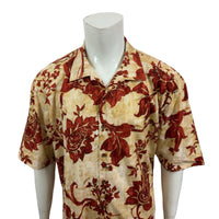 Tommy Bahama Island Soft Red/Rust Cotton Silk Camp Shirt Floral Paisley Mens 2XL Pre-Owned