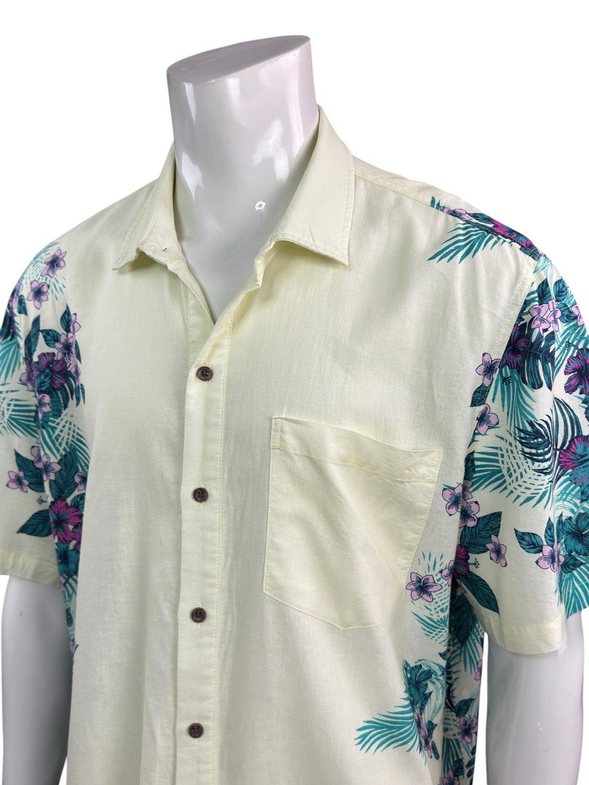 Margaritaville Island Reserve Mens XL Hawaiian Shirt Linen Blend Parrot Graphic
