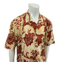 Tommy Bahama Island Soft Red/Rust Cotton Silk Camp Shirt Floral Paisley Mens 2XL Pre-Owned