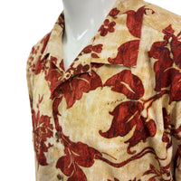 Tommy Bahama Island Soft Red/Rust Cotton Silk Camp Shirt Floral Paisley Mens 2XL Pre-Owned