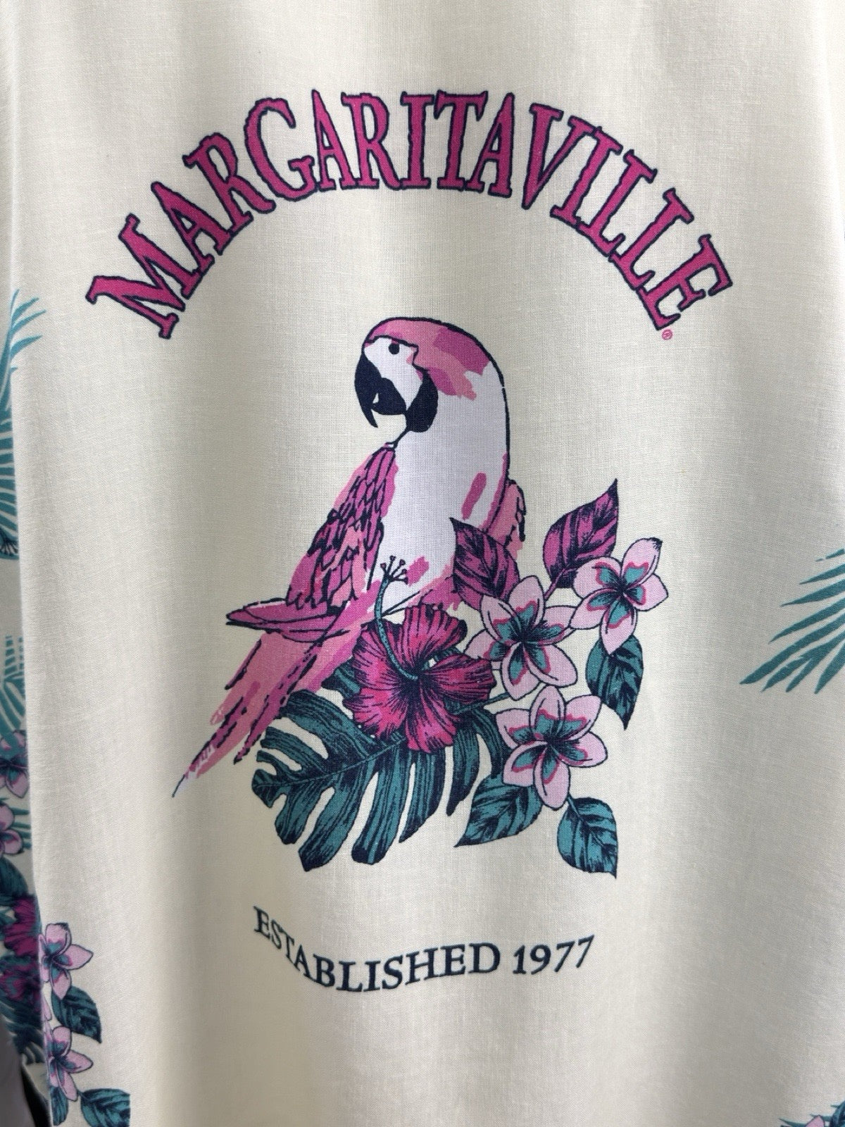 Margaritaville Island Reserve Mens XL Hawaiian Shirt Linen Blend Parrot Graphic