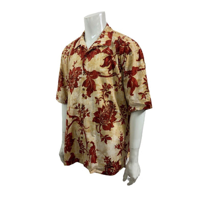 Tommy Bahama Island Soft Red/Rust Cotton Silk Camp Shirt Floral Paisley Mens 2XL Pre-Owned